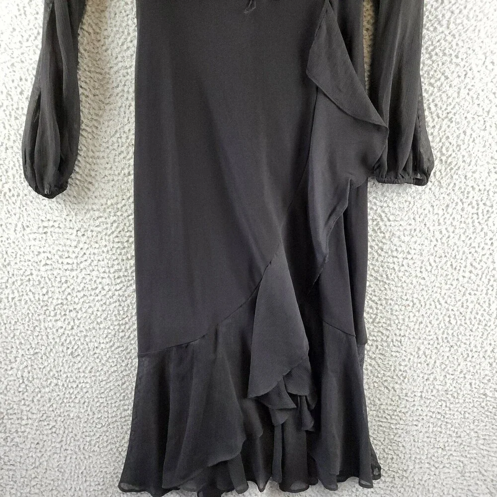 Tommy Hilfiger Jersey Stretch Chiffon Long Sleeve Dress Women's 8 Black Back Zip - Picture 3 of 15